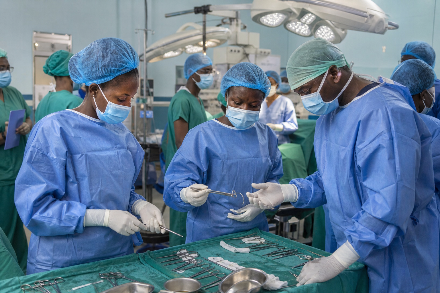 Perioperative students in theatre demonstration room